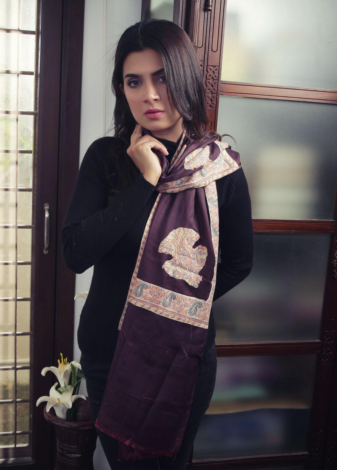 Ref 2058: Embroidered Pashmina Stole