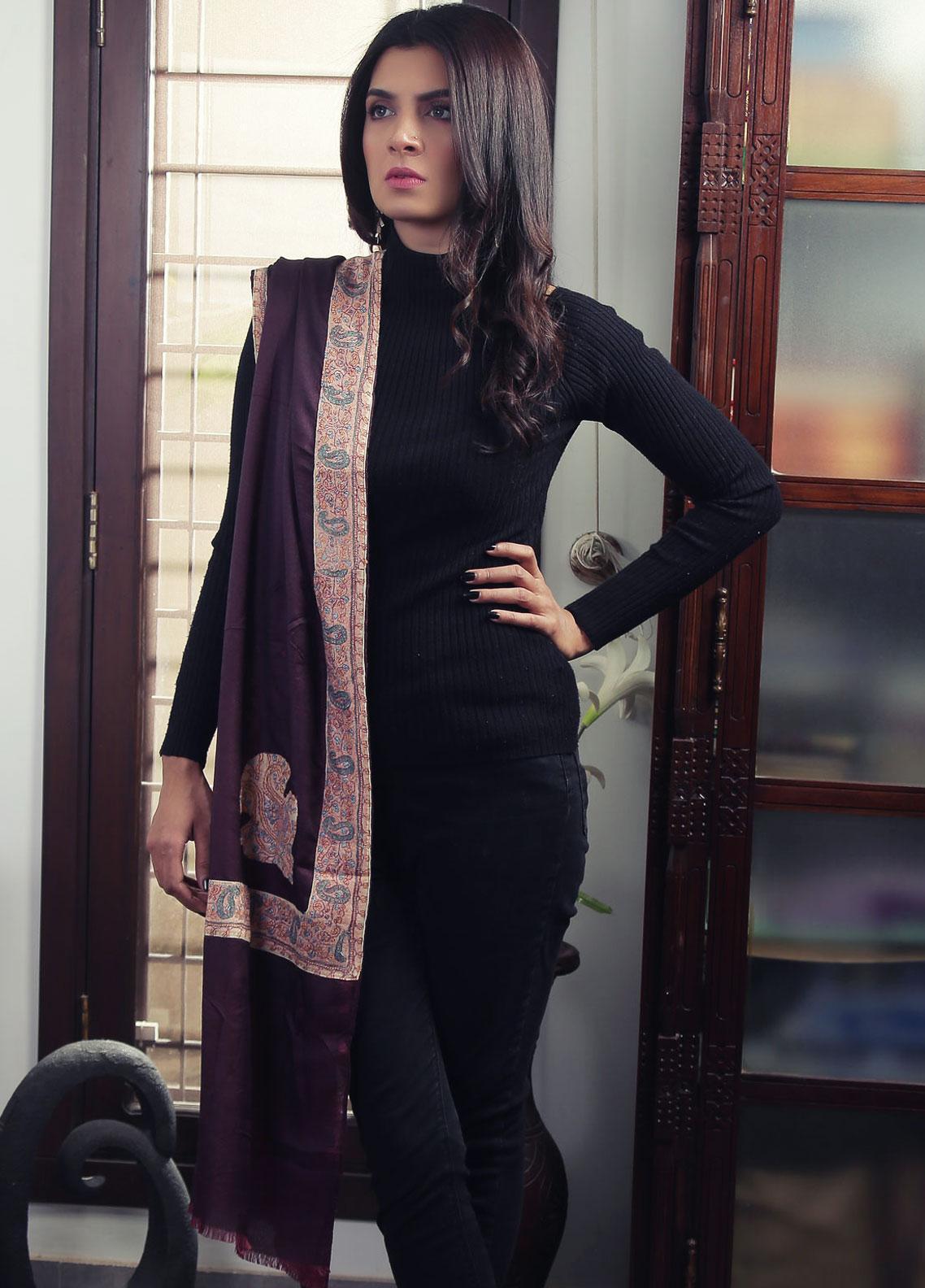 Ref 2058: Embroidered Pashmina Stole